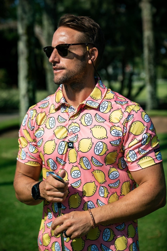 [SKUIQ473] Custom Apparel Mens Funky Golf Shirt | Peachy Lemons (S)