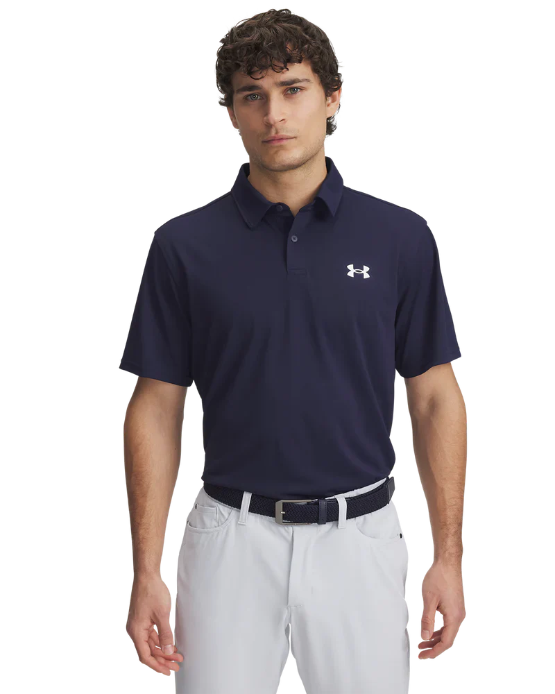 [1390123-410] Under Armour Mens Golf Shirt | Pique Polo (Navy, S)