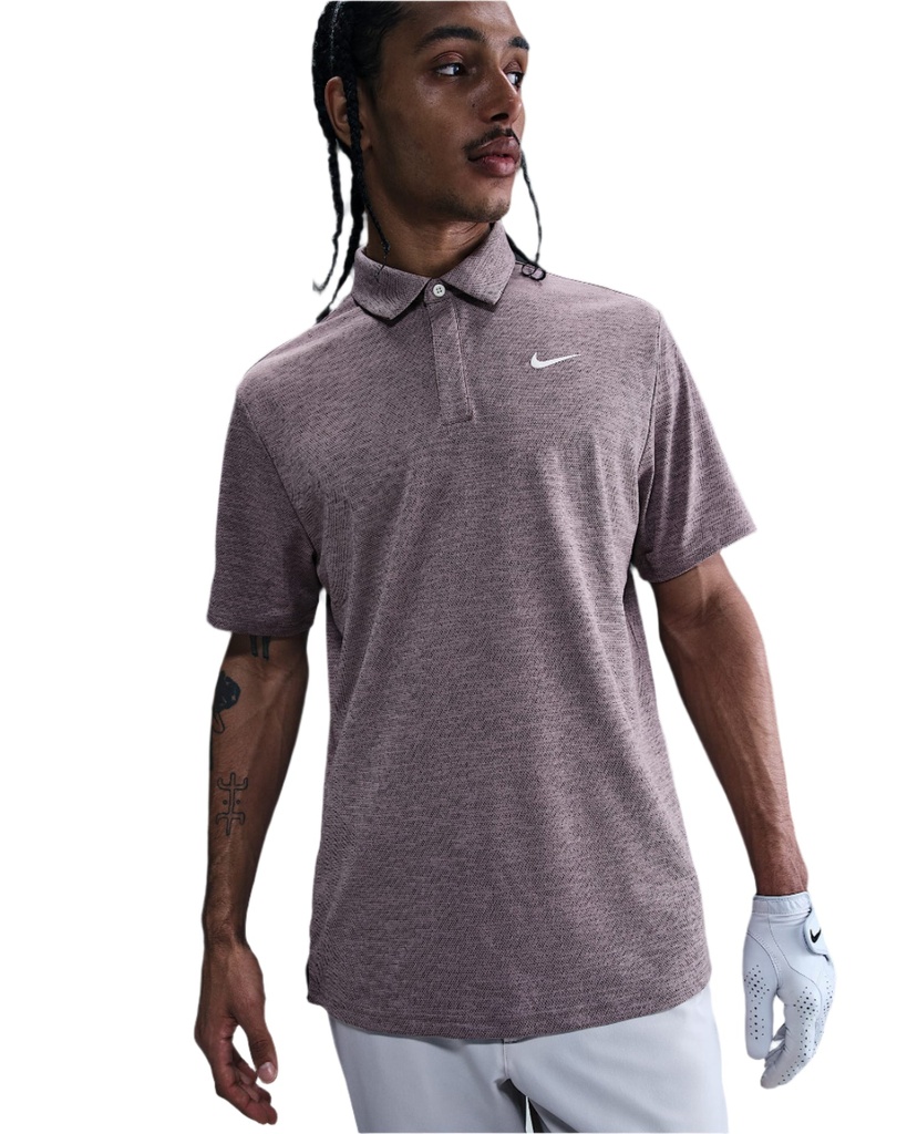 Nike Mens Golf Shirt | Tour Polo Jacquard | Taupe Grey-Cave Purple