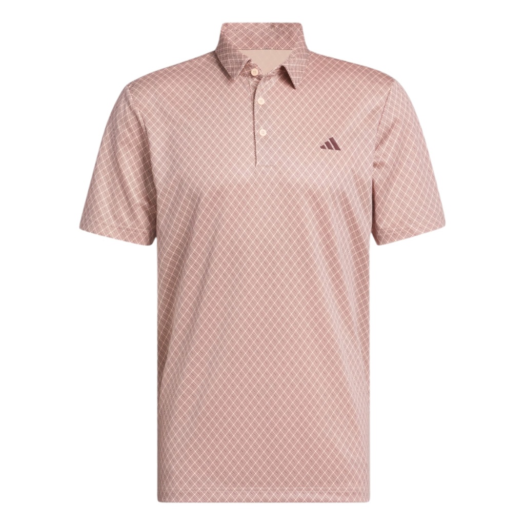 Adidas Mens Golf Shirt | Polo Core Print | Ruby-White