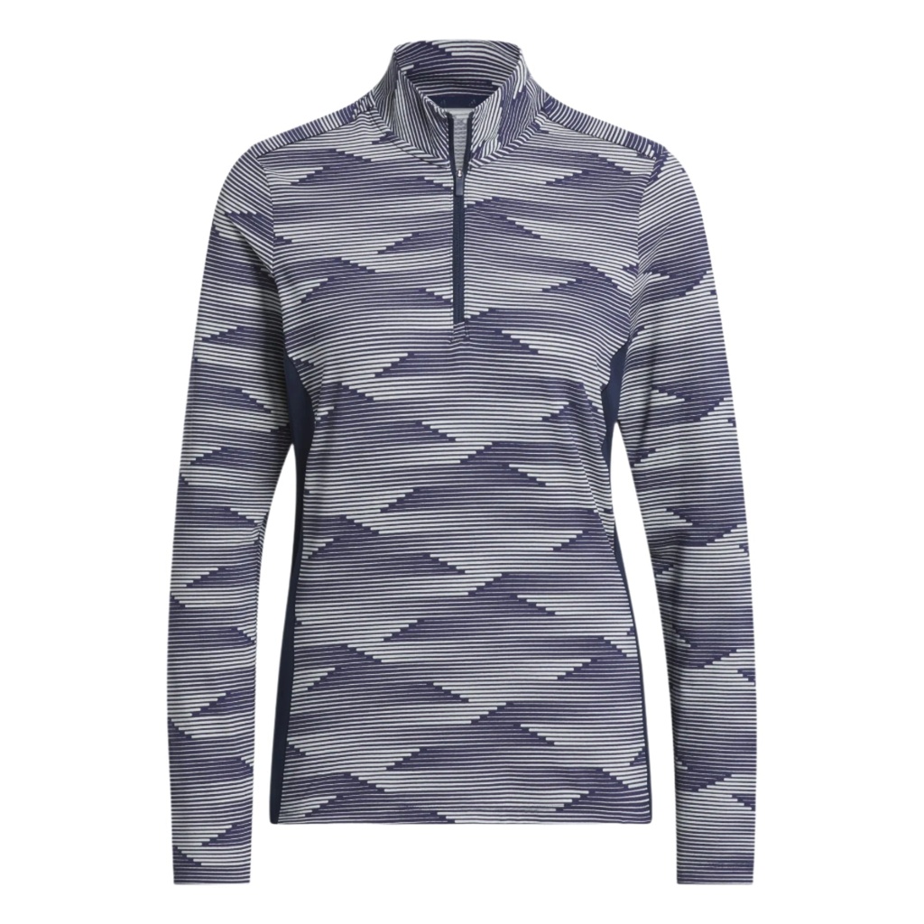 Adidas Womens Jersey | Printed  Polo Quarter Zip | Grey-Black