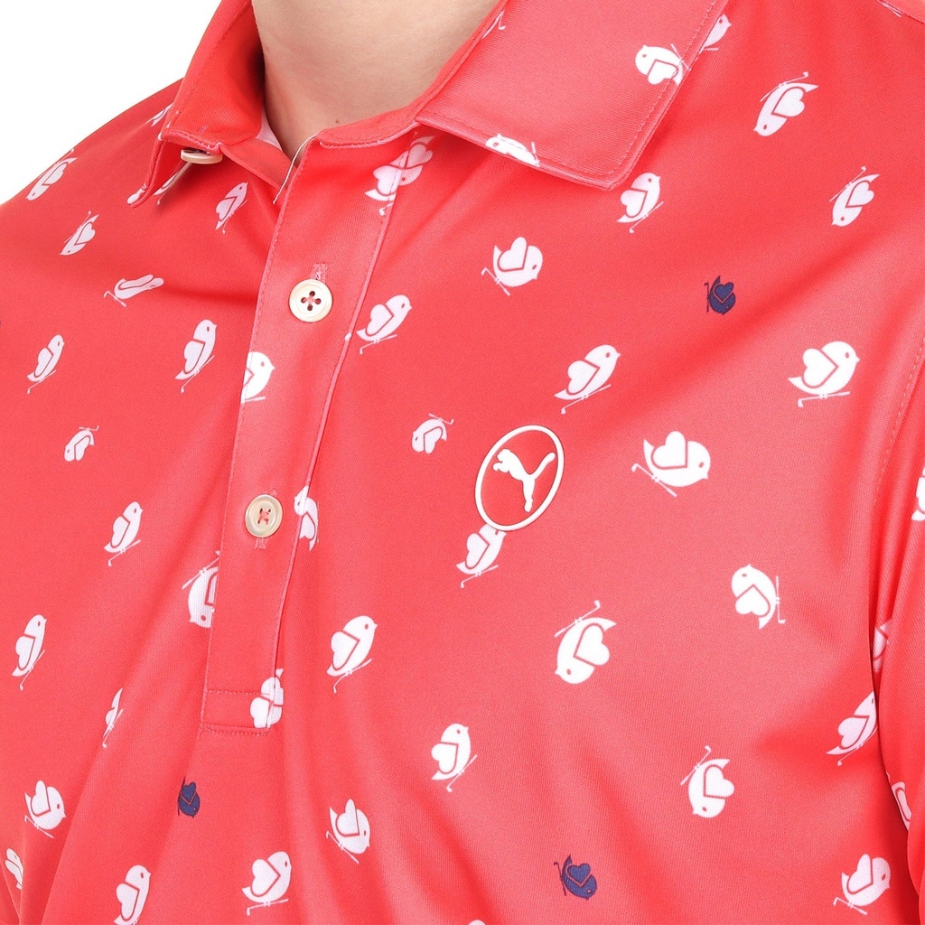 [62931904] Puma Mens Golf Shirt | Pure 2.0 Polo Birdies Polo | Peach Frost-White Glow (S)