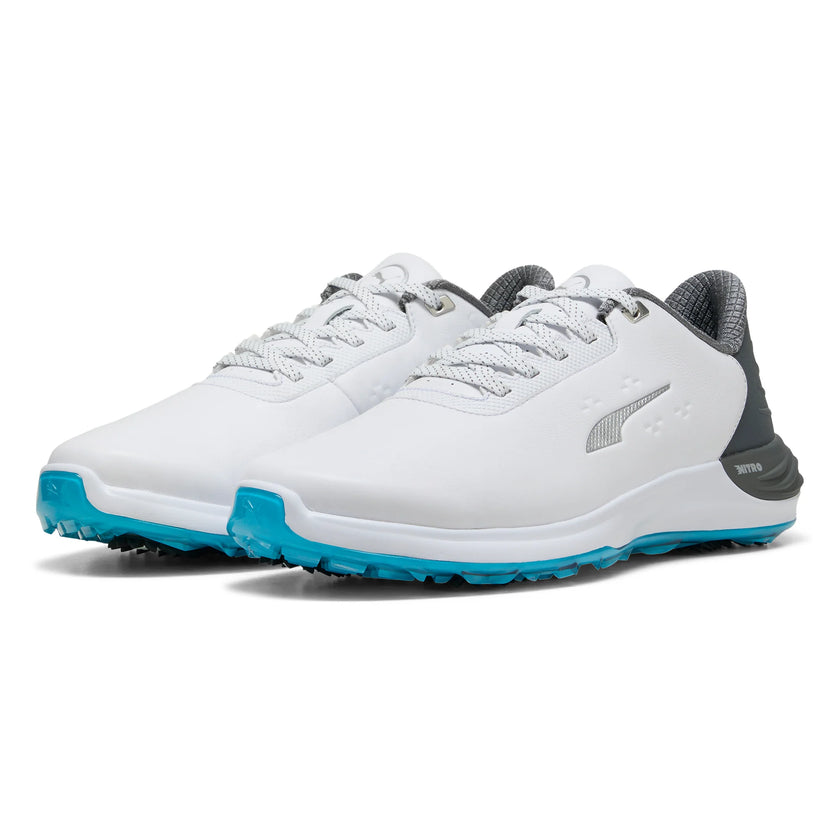 [309710077] Puma Mens Golf Shoes | Phantomcat Nitro | White-Slate-Sky Blue (UK7)