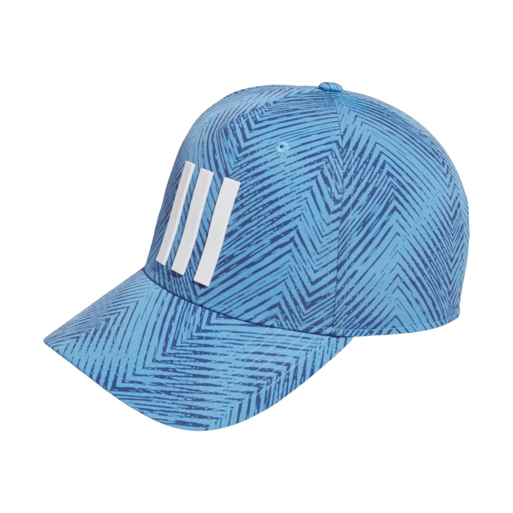 [IQ2900] Adidas Mens Golf Cap | Tour 3 Stripe Print | Blue-White