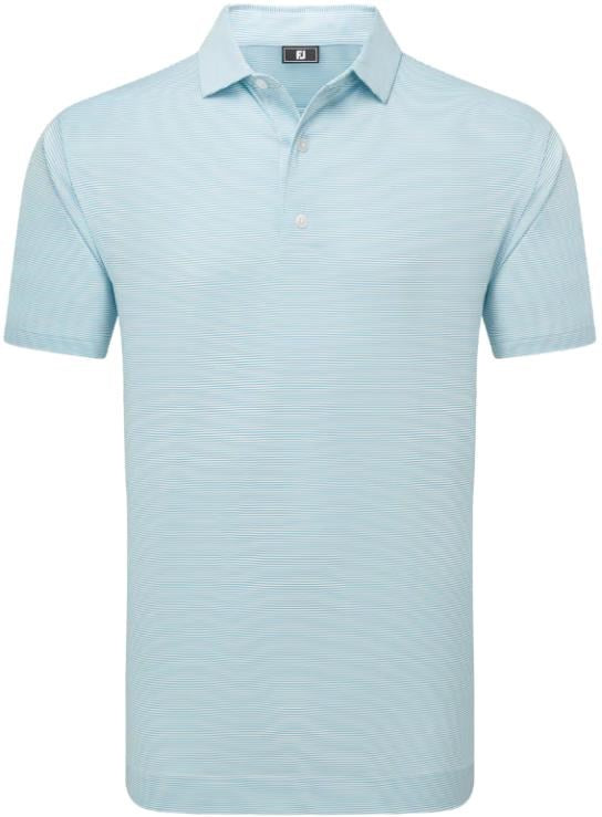 [34134S] Footjoy Mens Golf Shirt | EU Micro Stripe Lisle | Light Blue-White (S)