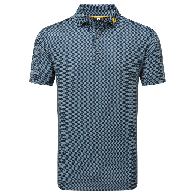 FootJoy Mens Golf Shirt | Wiggle Print Isle | Navy White Grey