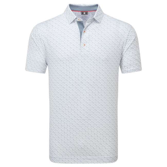 [34054S] FootJoy Mens Golf Shirt | Figure Print Lisle | White Flint (S)