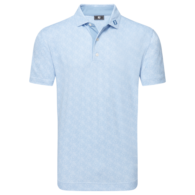 Footjoy Mens Golf Shirt | EU Speckle Print Pique | Blue Jay-White