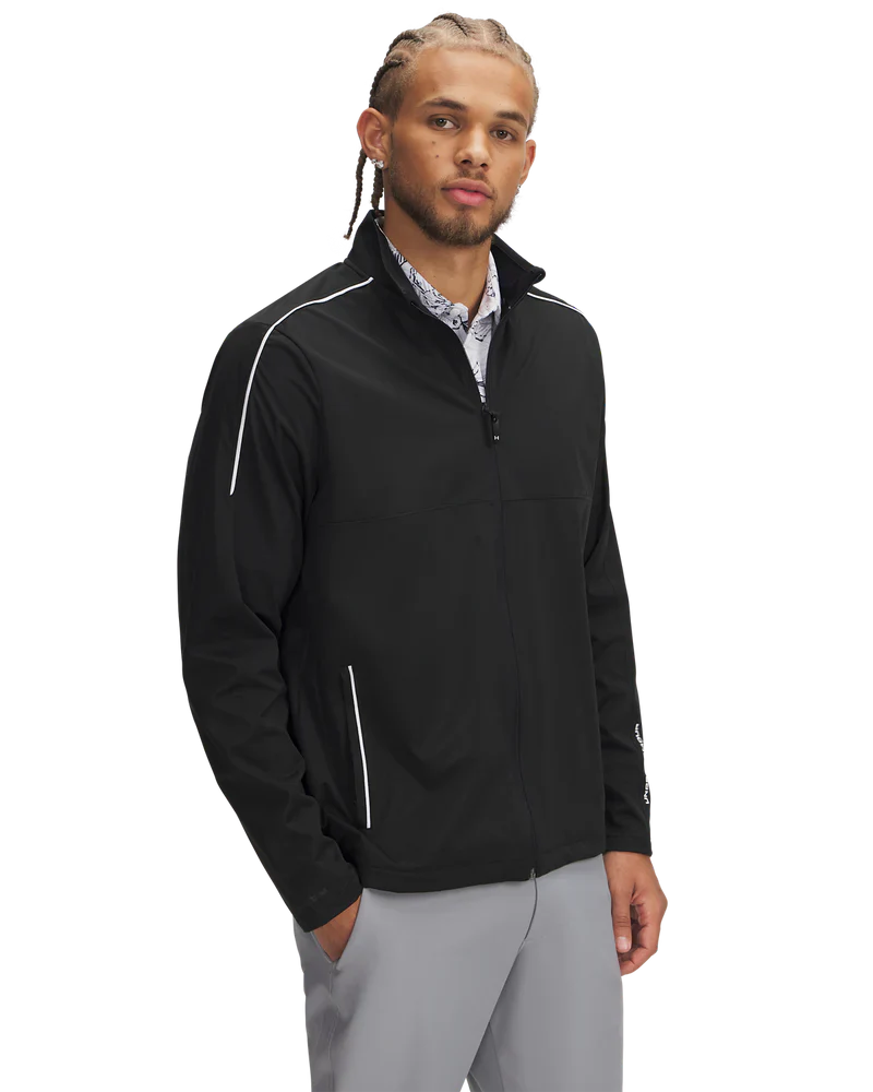 [1389858-001S] Under Armour Mens Golf Jacket | Drive Wind Full Zip | Black-White (S)