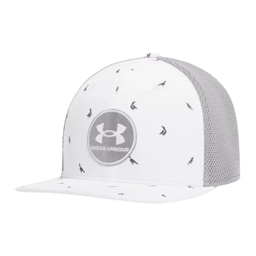 [1389887-100-1] Under Armour Mens Cap | Chill Drive Low Stretch Fit | Grey-White-Silver Birds (L/XL)