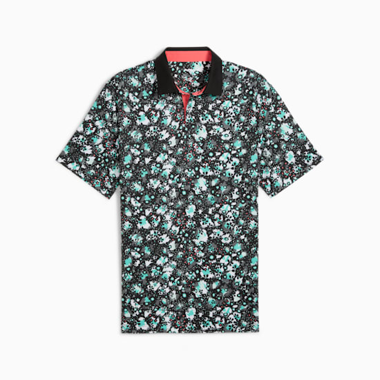 Puma Mens Golf Shirt | Cloudspun Abstract Camo Polo | Black - Aquatic