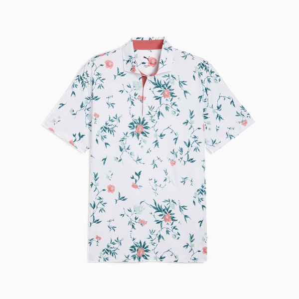Puma Mens Golf Shirt | Mattr Water Floral Polo | White Glow