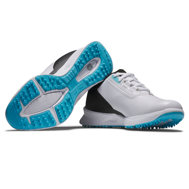 [45042040M] Footjoy Junior Golf Shoes | Fuel | White-Black-Blue (UK4)
