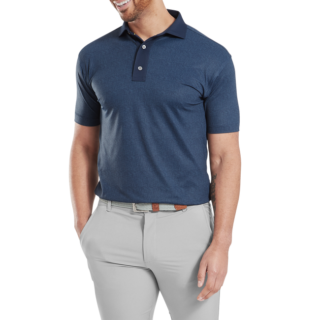 [34056S] Footjoy Mens Golf Shirt | EU Etched Texture Print LSL (S)