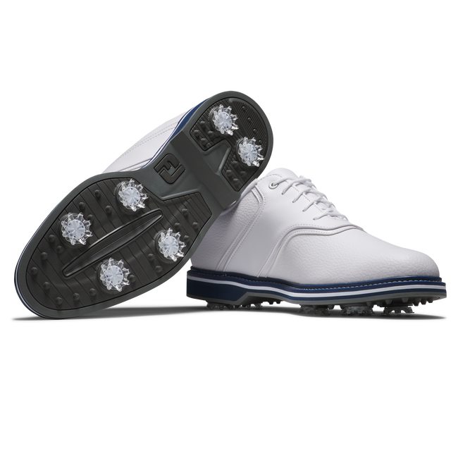 [5702608M] Footjoy Mens Golf Shoes | Originals | White-White-Navy (UK7)
