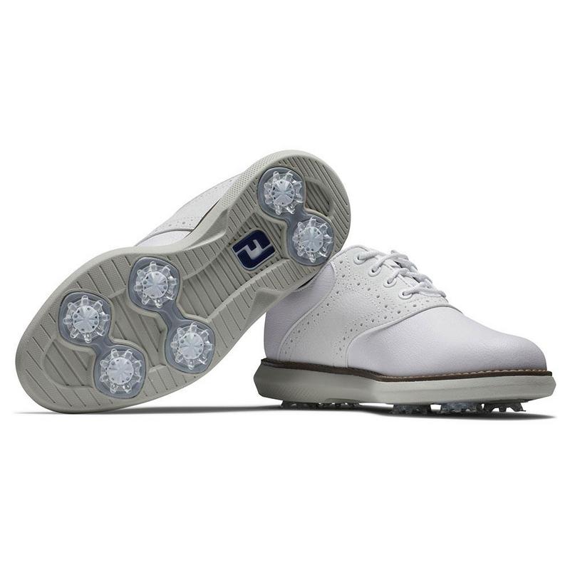[45037040M] Footjoy Junior Golf Shoes | Traditions | White-White-Gray (UK4)