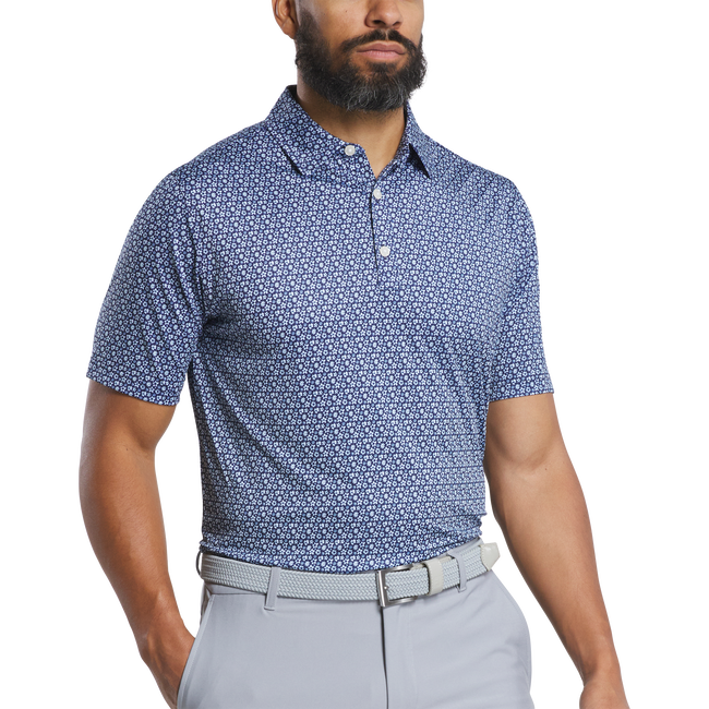[34065S] Footjoy Mens Golf Shirt | EU Flower Bud Foulard | Navy (S)