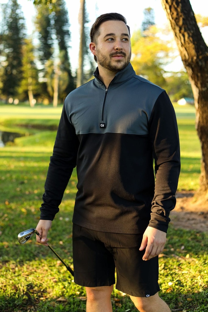 [SKUIQ44] Custom Apparel Mens Golf Jersey | Thermal | Grey-Navy (S)