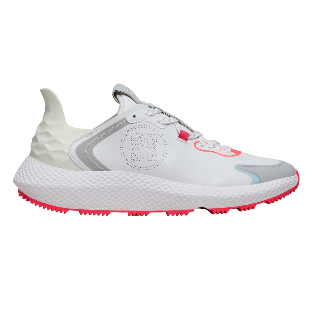 [6001518G-12] G-Fore Mens Golf Shoe | MG4x2 Perforated Logo Hybrid | White-Grey-Coral (UK8)