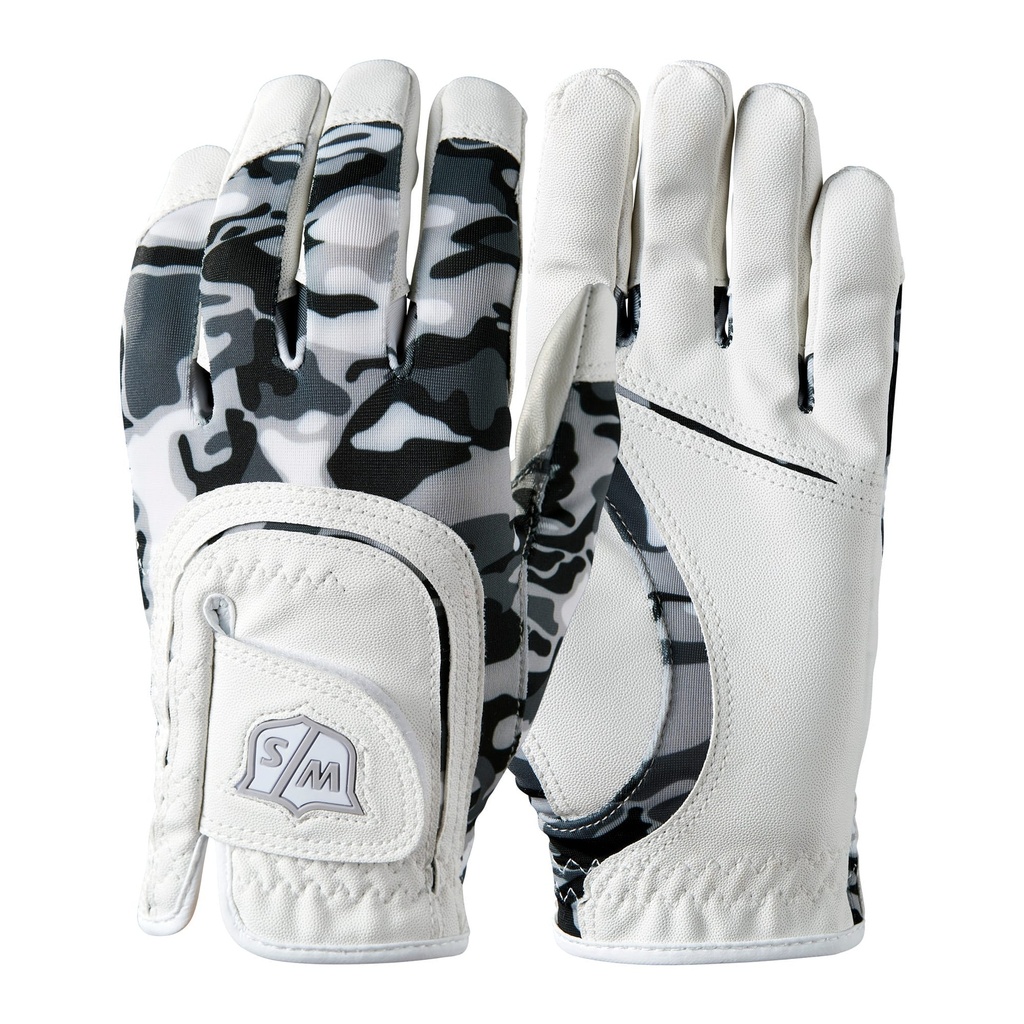 [GG011] Wilson Junior Golf Glove | One Size Fit All | Black-Grey-White Camo