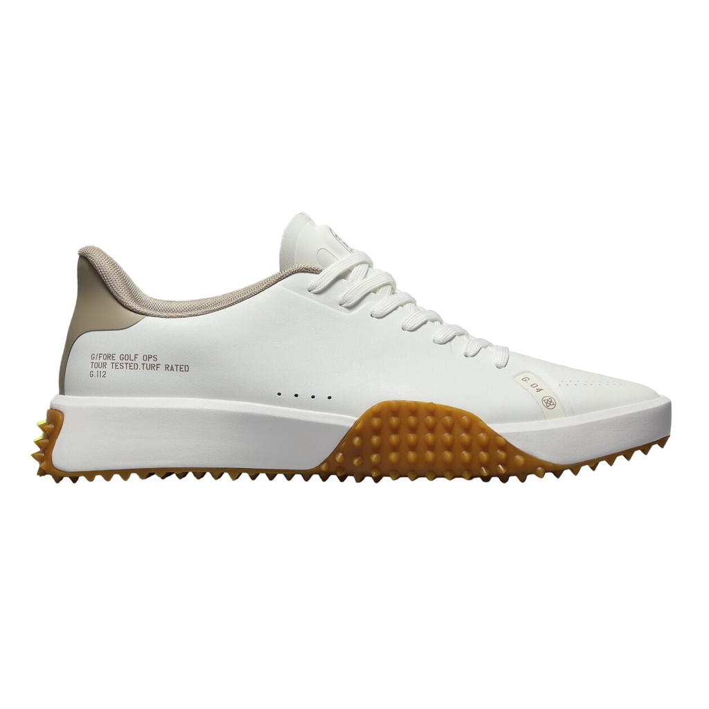 G-Fore Mens Golf Shoe | G112 Leather | White-Beige-Nylon Yellow