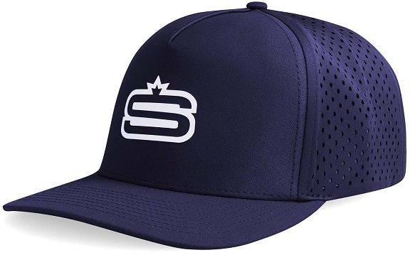[CAP730S-C0048-1SZ] Alpha - 5 Panel Performance Cap with  inchS inch Print and Laser Hole Detail 2f