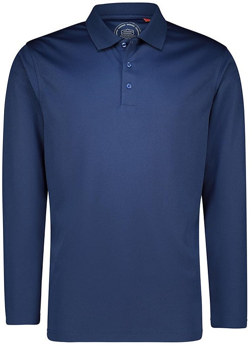 Mens Basic Performance Long Sleeve Golfer Polo Shirt b0
