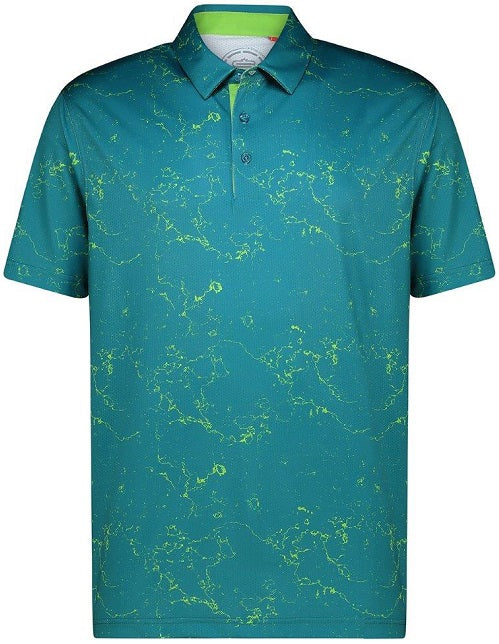 Mens Marbled Dry Tech Performance Golfer Polo Shirt fb