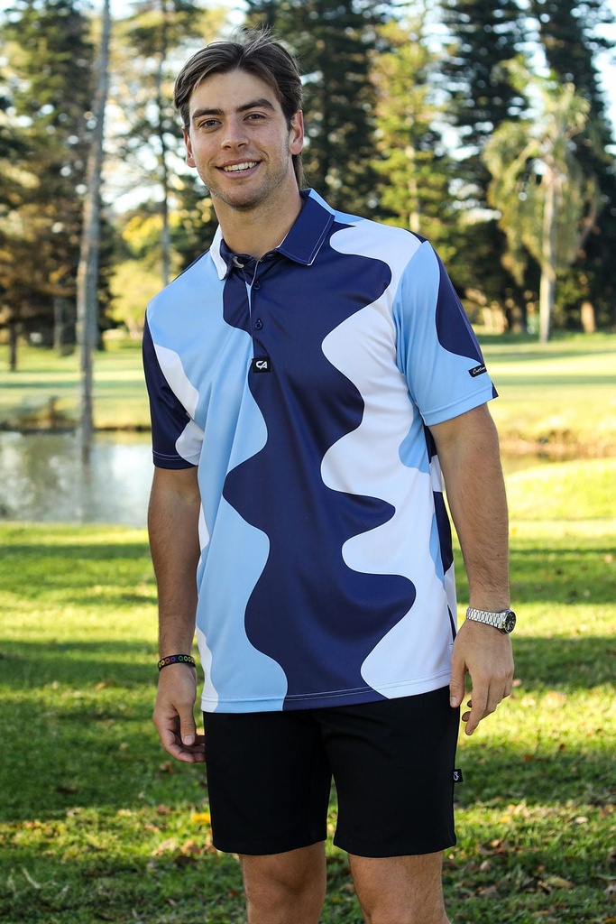Custom Apparel Mens Funky Golf Shirt | Santorini Swing