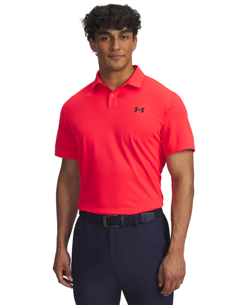 [1390123-713-MD] Under Armour Mens Golf Shirt | T2G Pique Polo | Racer Red (M)