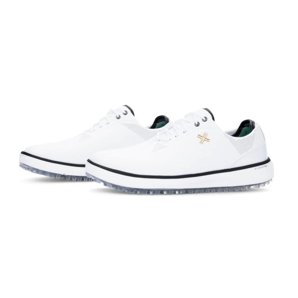 [30P25-MDW-8] Payntr Mens Golf Shoes | Match Day | White-Black (UK8)