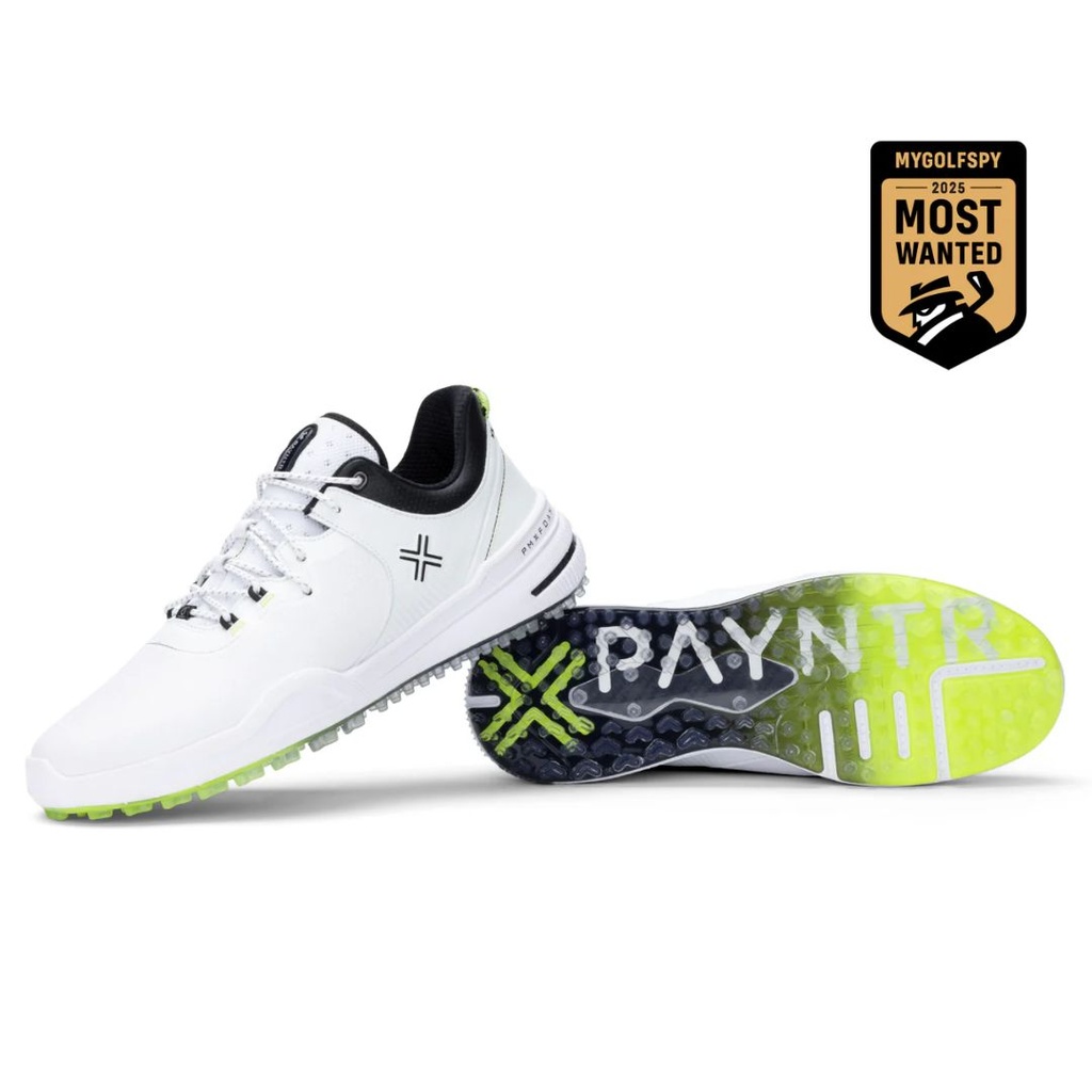[30P25-X2W-8] Payntr Mens Golf Shoes | X002 | White-Black (UK8)