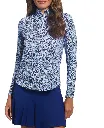 Ibkul Womens Golf Shirts | Josie Long Sleeve Zip | Mock | Navy-Peri