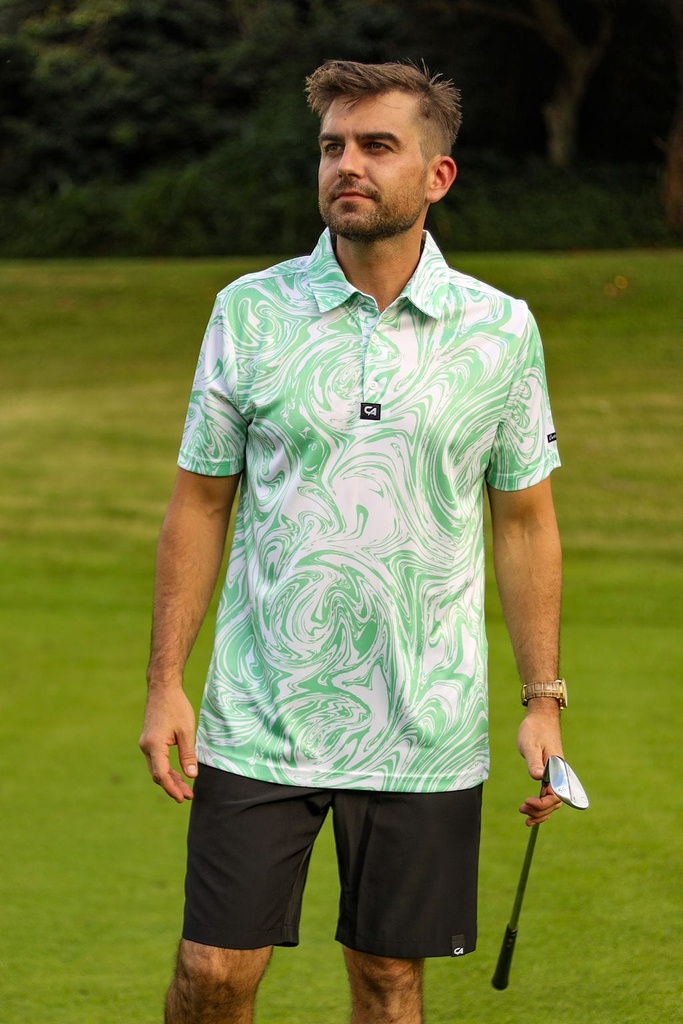 Custom Apparel Mens Funky Golf Shirt | Mint Twirl