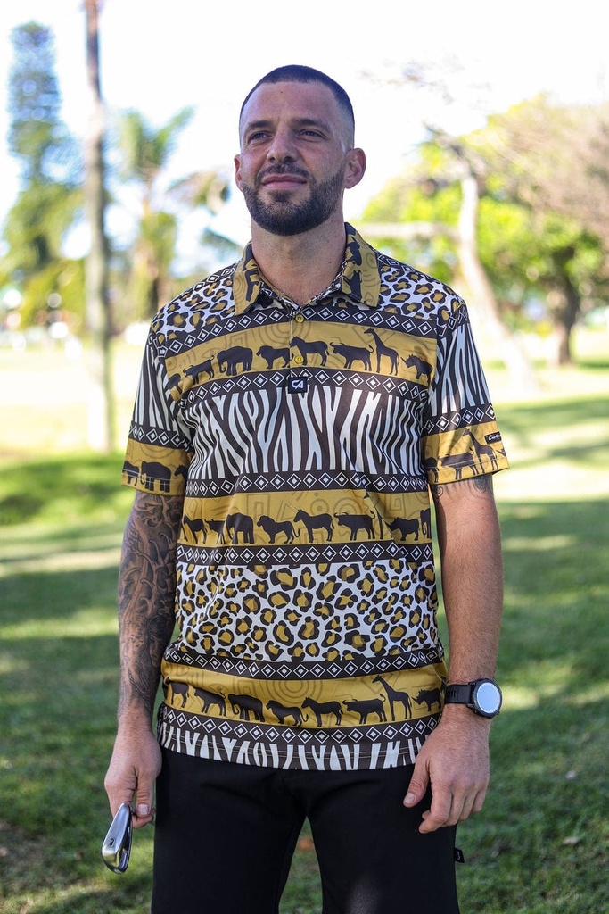 [48371135] Custom Apparel Mens Funky Golf Shirt | Wild Africa (S)