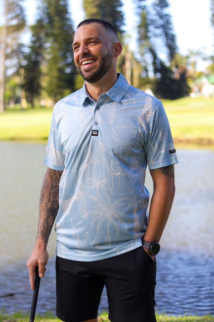 [71471135] Custom Apparel Mens Funky Golf Shirt | African Skies (S)