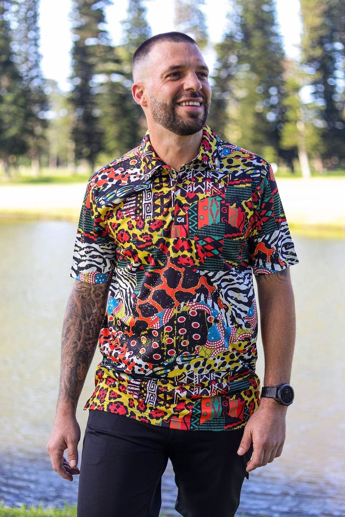 [10471135] Custom Apparel Mens Funky Golf Shirt | Hide Of Africa (S)