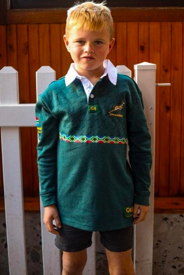 [53712955] Custom Apparel Juniors Golf Shirt | Springbok Longsleeve (Green Amandla, 7 to 8)