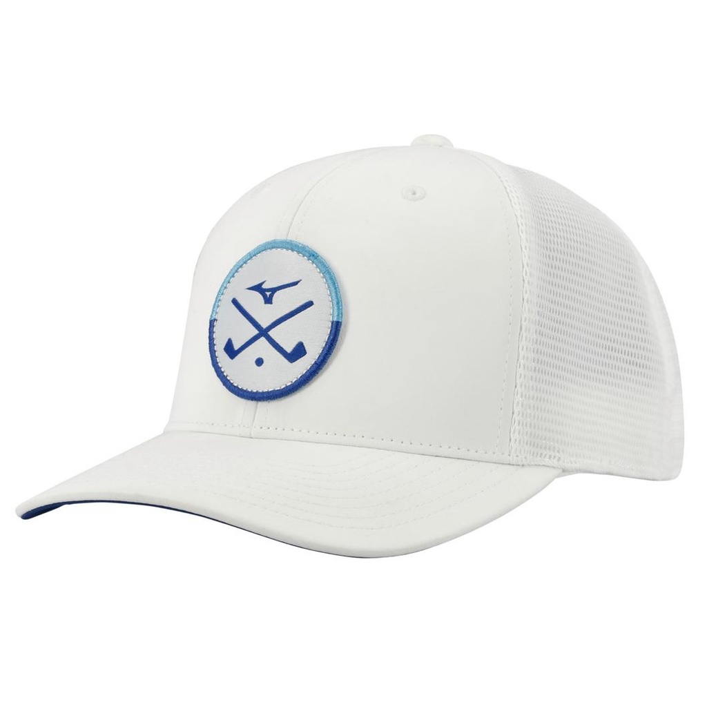 Mizuno Mens Golf Cap | Crossed Clubs Mesh White