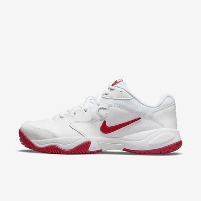 MENS NIKE COURT LITE TENNIS SHOES - WHITE-RED
