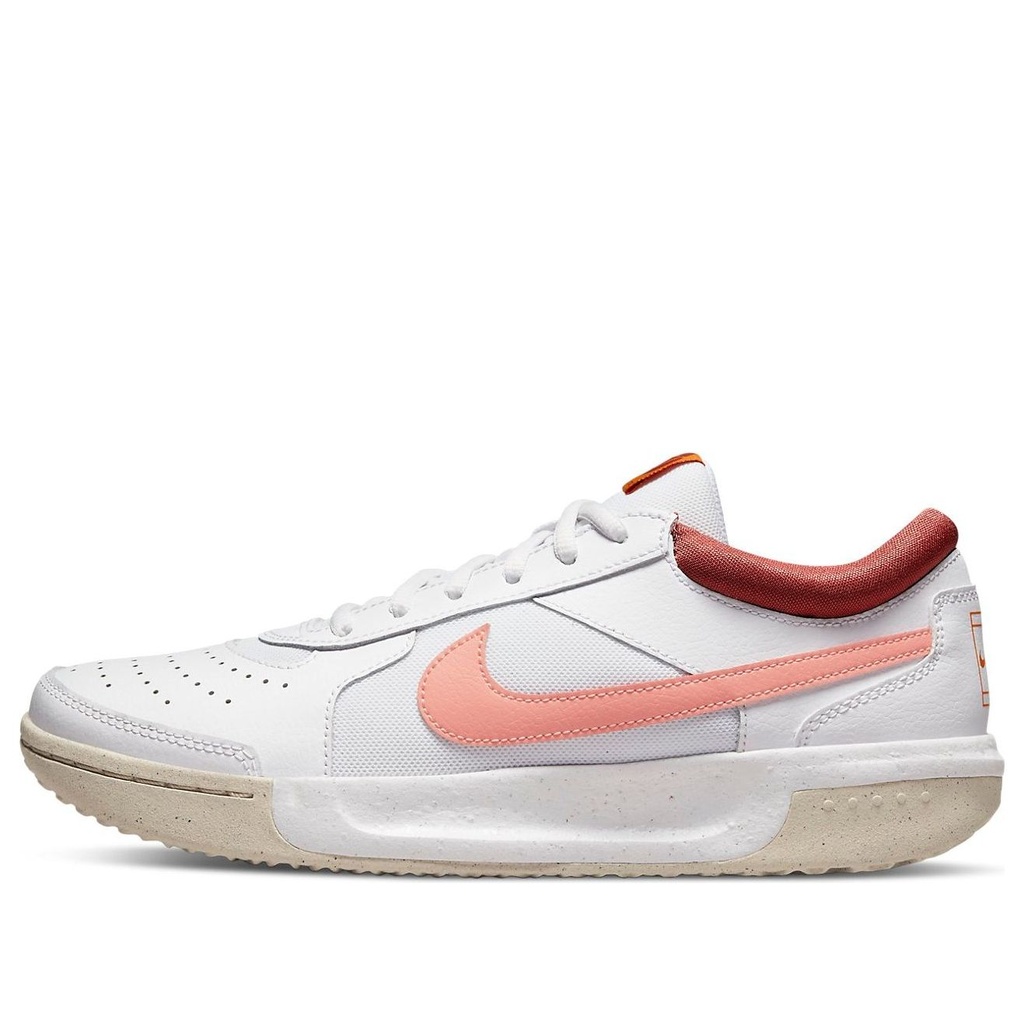 LADIES NIKE ZOOM COURT LITE 3 TENNIS SHOES - WHITE-PEACH