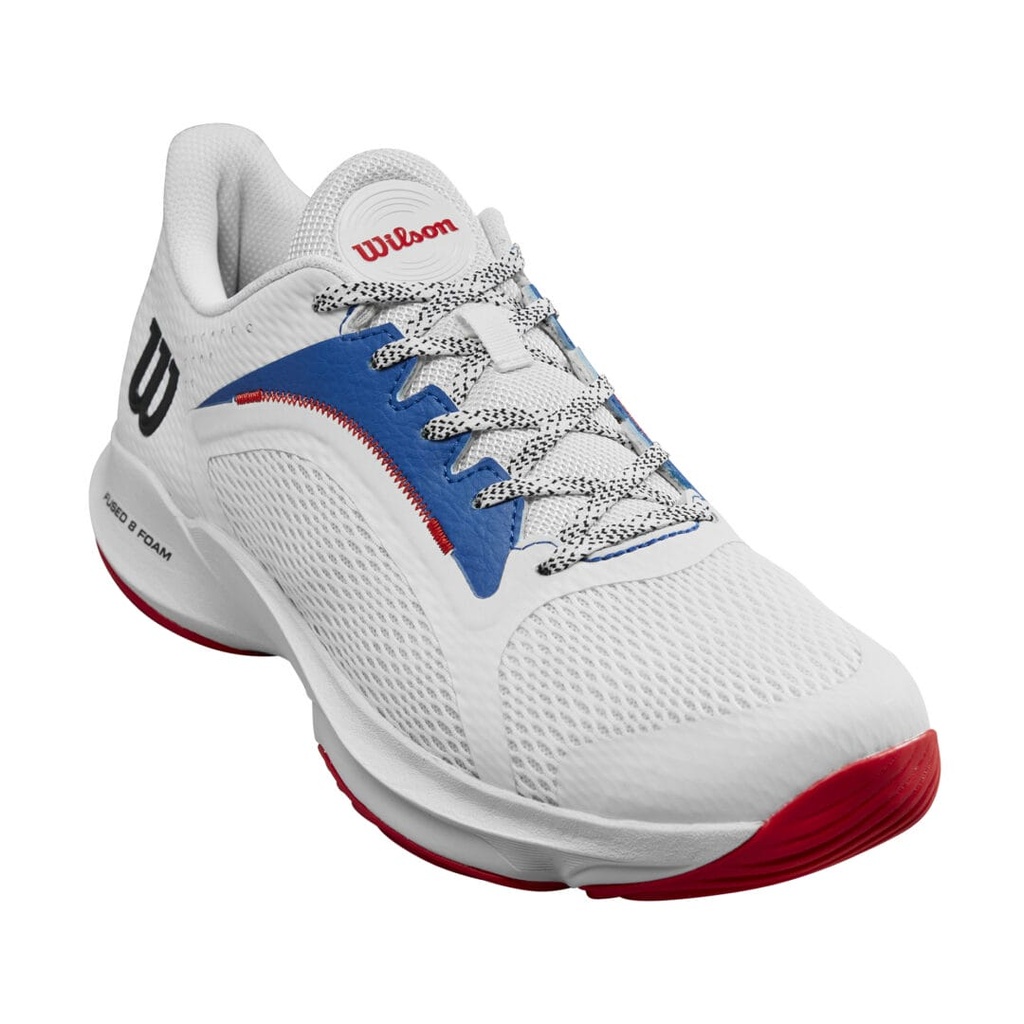 [WRS331630E070] Wilson Padel Footwear | Mens Hurakn 2.0 Wht - Deja Vu Blue - Wilson Red (UK7)