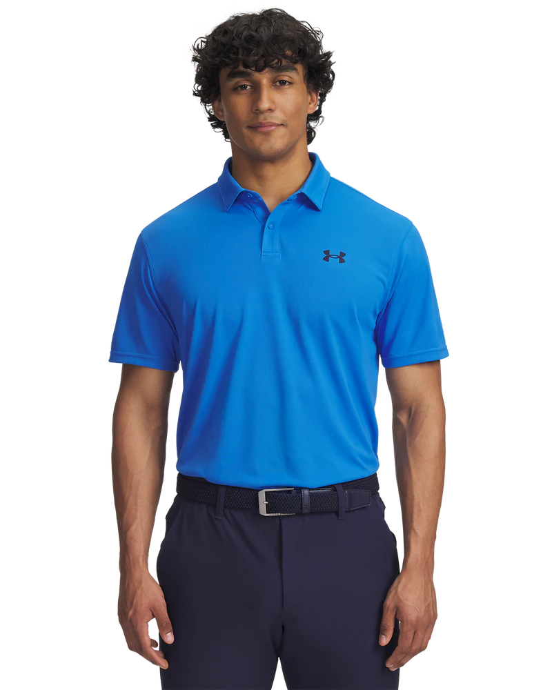 [1390123-402-MD] Under Armour Mens Golf Shirt | T2G Pique Polo | Blue Atlantis (M)