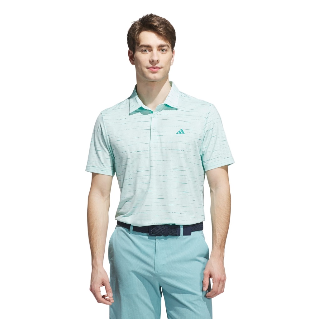 [KA7908S] Adidas Mens Golf Shirt | Ultimate Polo | Mesh Print | Sage (S)