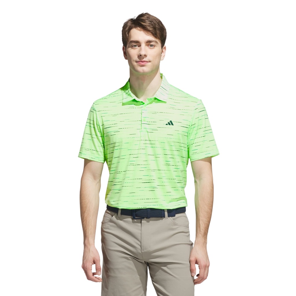 Adidas Mens Golf Shirt | Ultimate Polo | Mesh Print | Lime