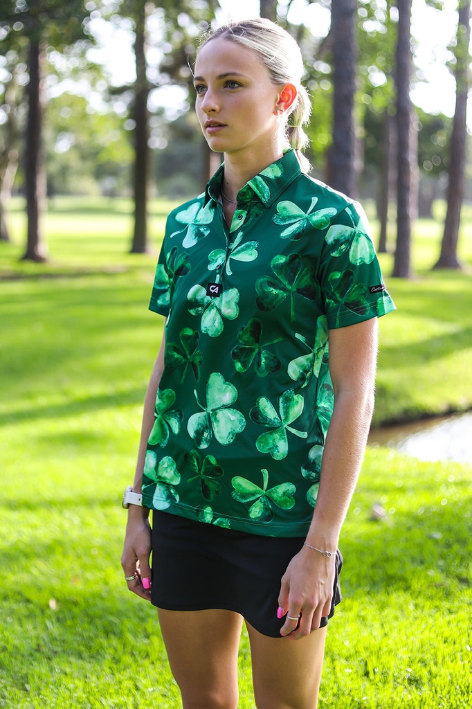[CAWFS38] Custom Apparel Womens Golf Shirts | Funky | Lucky Clovers (S)