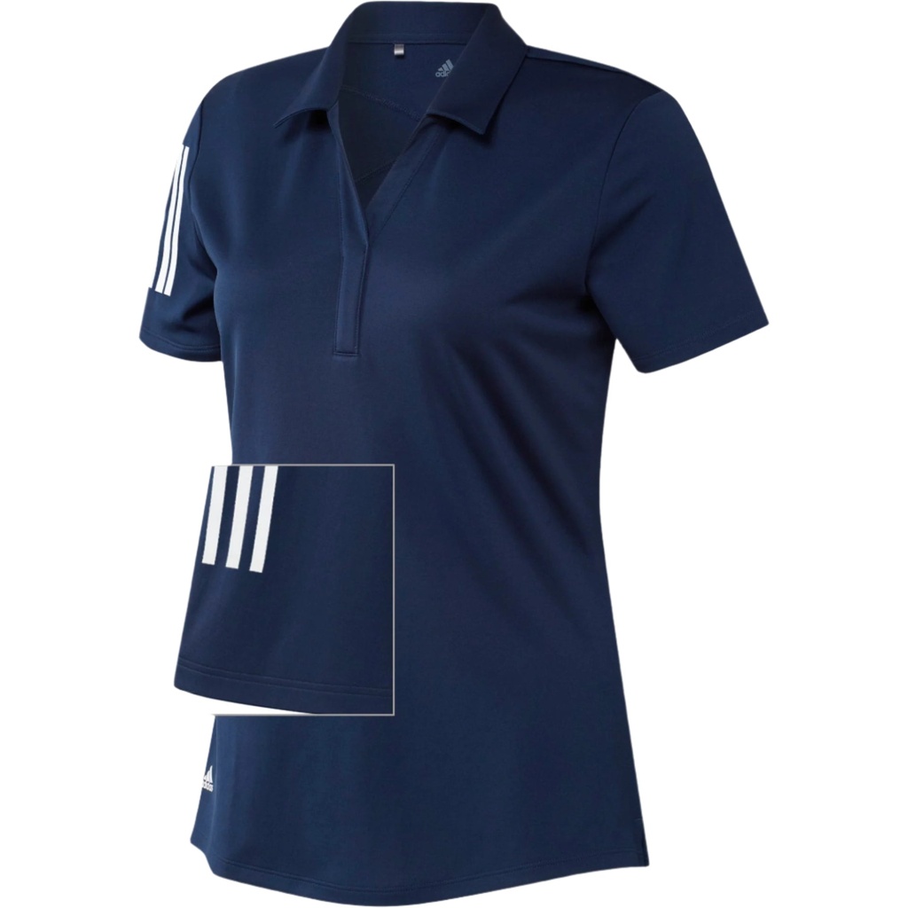 [GP0243-S] Adidas Womens Golf Shirt | 3 Stripe Club Polo (Navy, S)