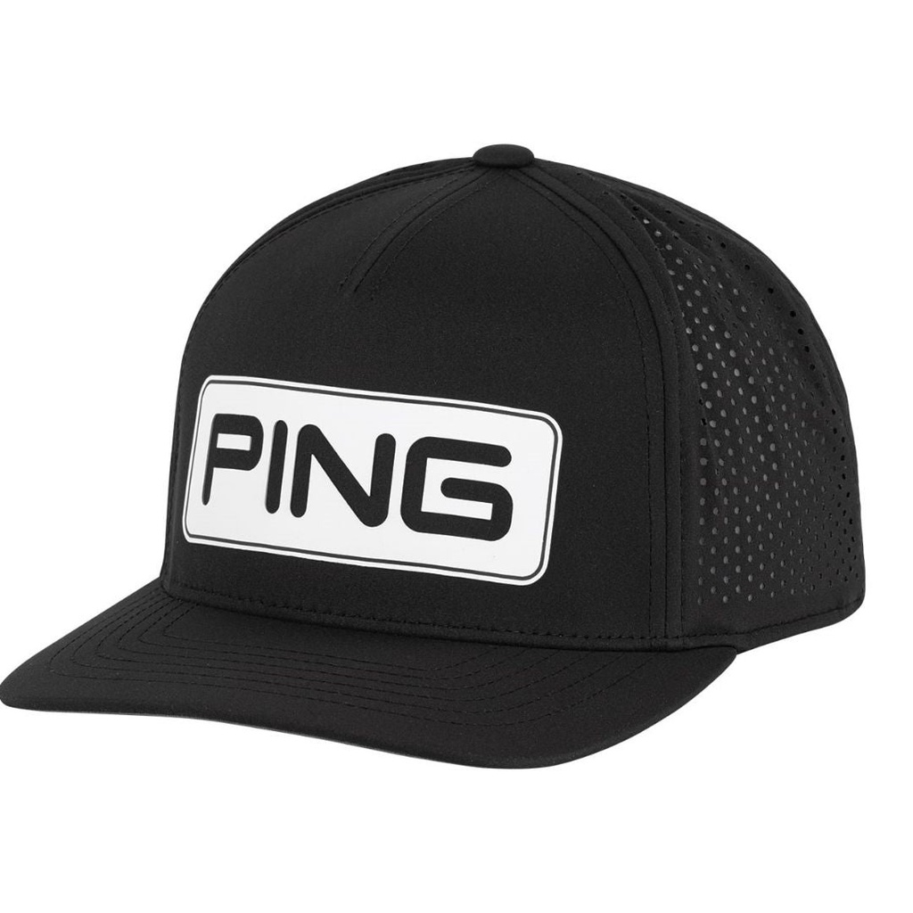 [7VHE-A-B] Ping Golf Cap | Tour Vented Delta | Black-White