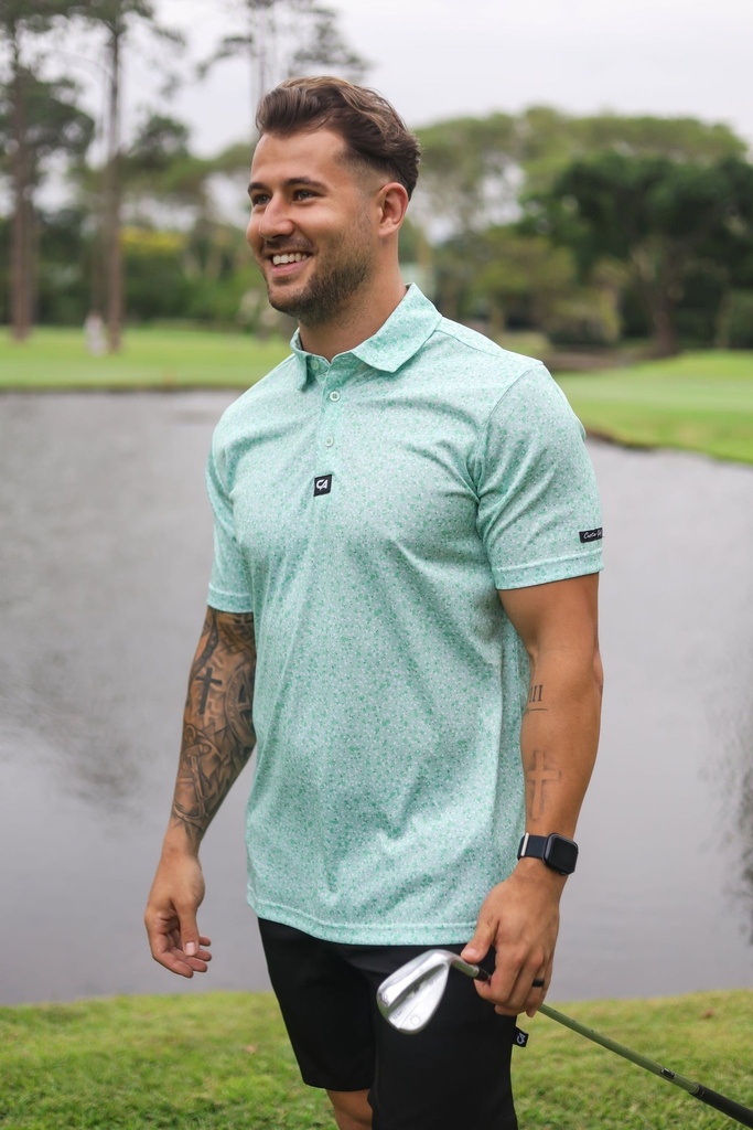 Custom Apparel Mens Funky Golf Shirt | Green Splatter