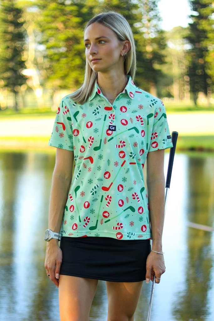 [59655473] Custom Apparel Womens Funky Golf Shirt | Oh Christmas Tree (S)